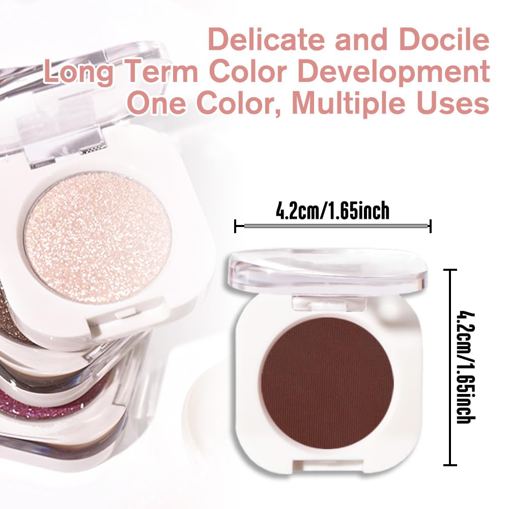 Coffee Matte Eyeshadow Palette for Women, Single Monochrome Eye Shadow Makeup, Shiny Pressed Powder, Blendable Natural sombras para ojos, Holographic,Vegan,Travel -27