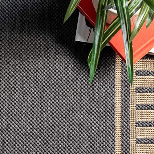 Nuloom Asha Dark Grey/Ivory, Striped Border, Soft and Cozy, High Traffic - Image 5