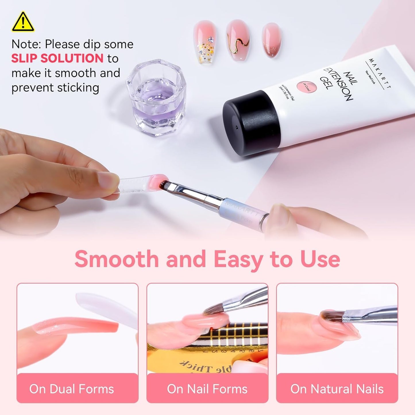 Makartt Poly Nail Gel Kit, 2PCs 50ML Clear & Nature Pink Colors, Large Capacity Poly Extension Nail Gel Kit, Strong Builder for Extension, 3D Diy Hard Gels Manicures Home Salon