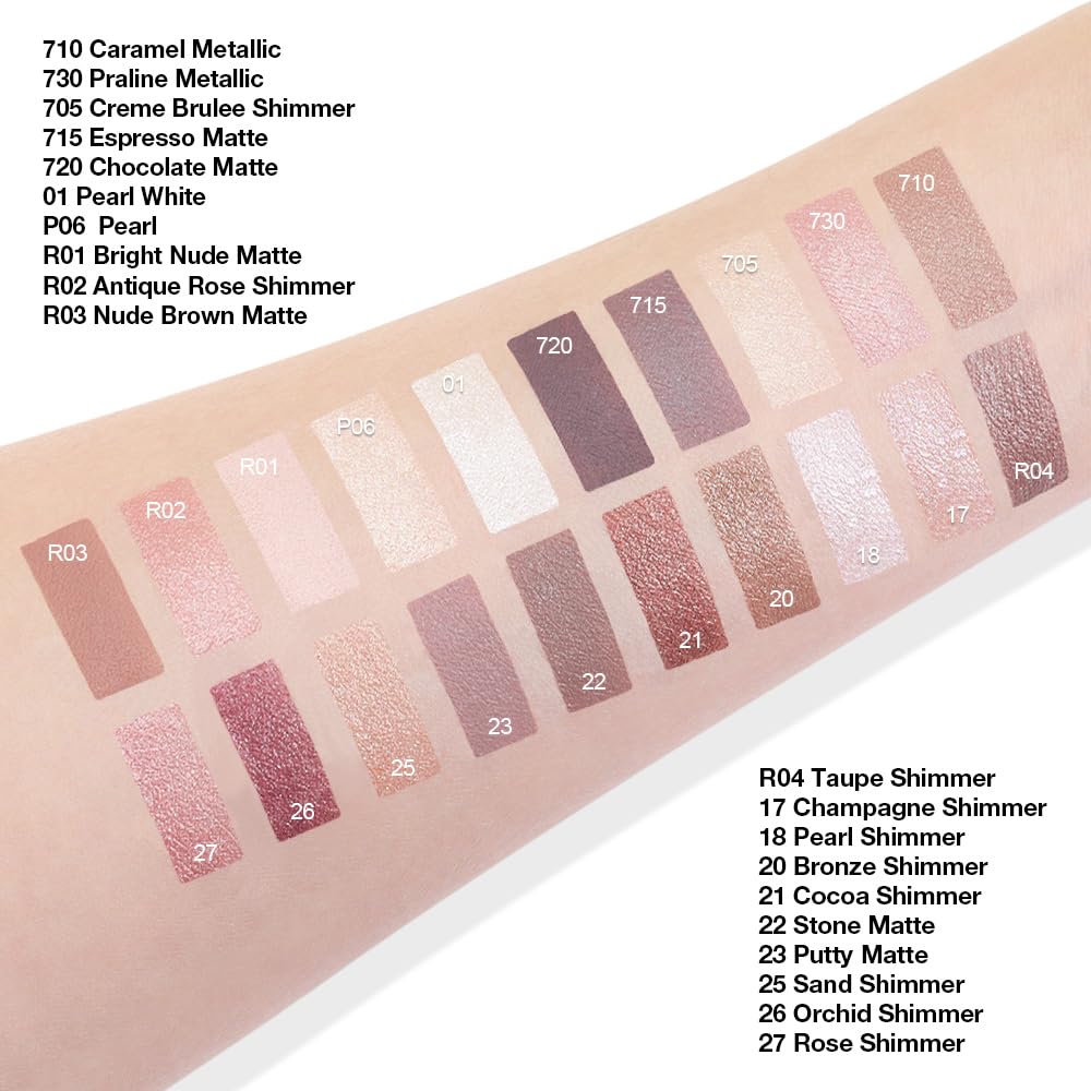 evpct Single Cream Eye Shadow Palette Pot Makeup for Older Women, Purity Pearl Translucent Shimmer Glitter Metallic Monochrome Cream to Powder Eyeshadow Palette Eye Brightener, Waterproof Blendable