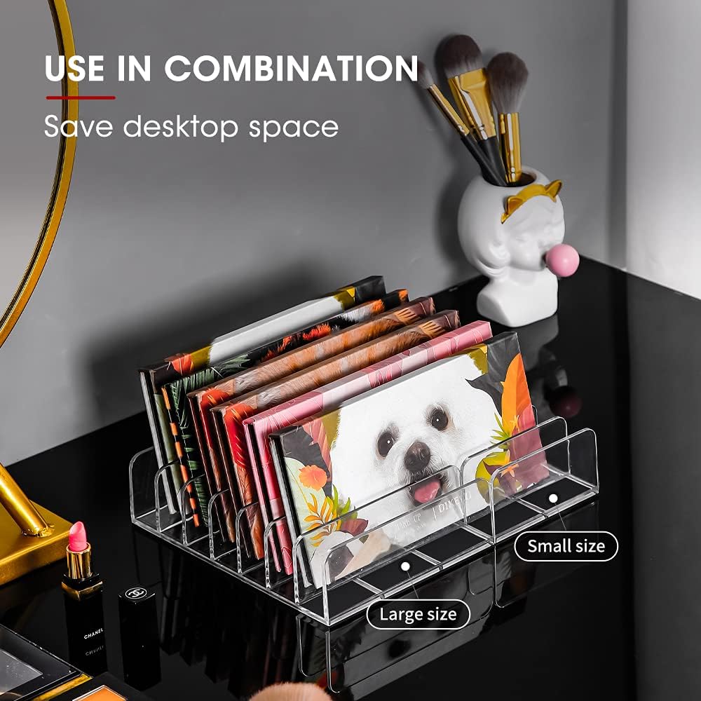 Eyeshadow Makeup Palette Cosmetic Organizer - Waterproof Eyeshadow Organizer for Eye Makeup Palette,Bathroom Countertop,7 Sections (2PCS-Small&Large)