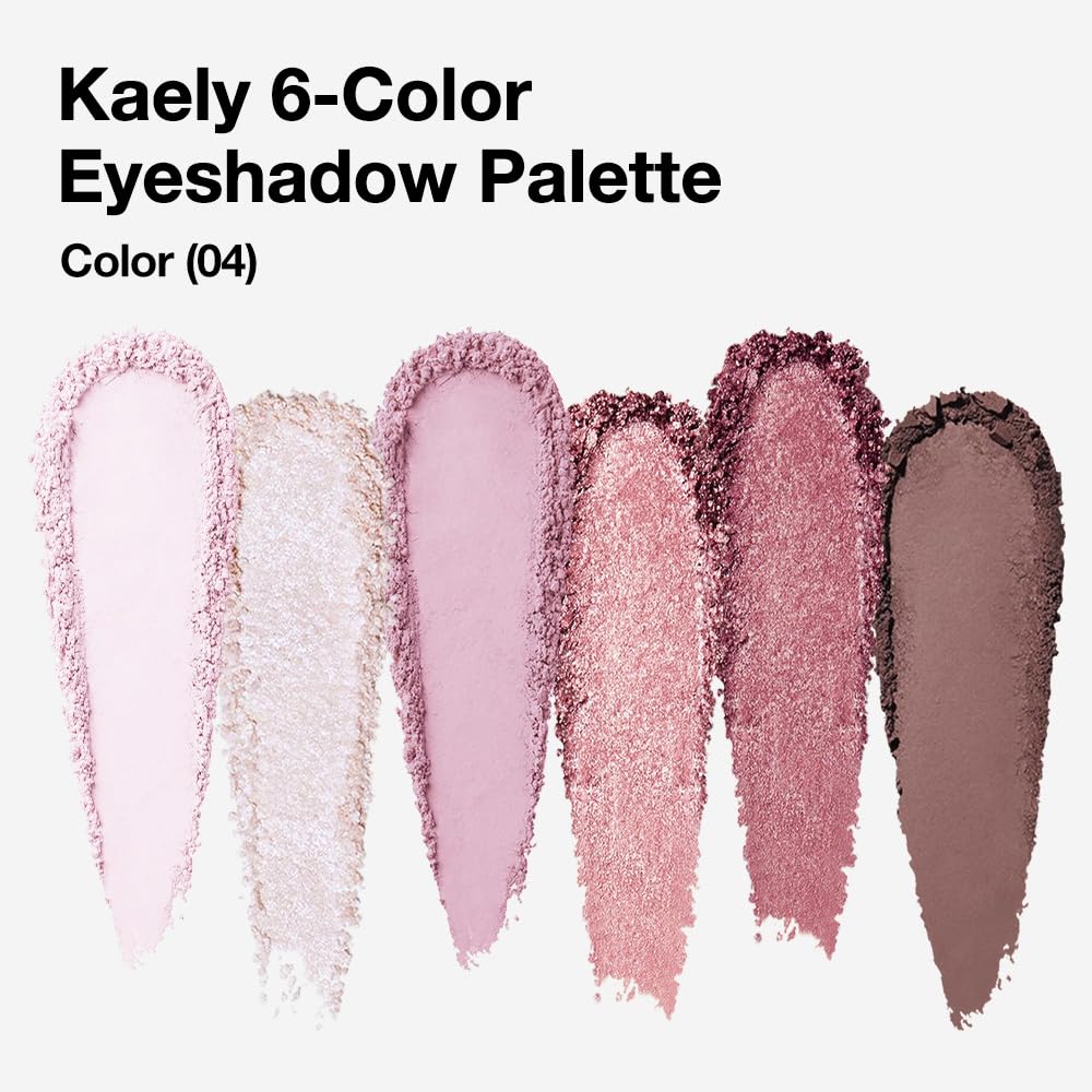 evpct 6 Colors Pink Eyeshadow Palette, Nude Pink Plum Mauve Champagne Rose Orchid Wine Red Glitter Shimmer Matte High Pigment Mini Travel Eye Shadow Palette Makeup for Older Women, Built in Mirror