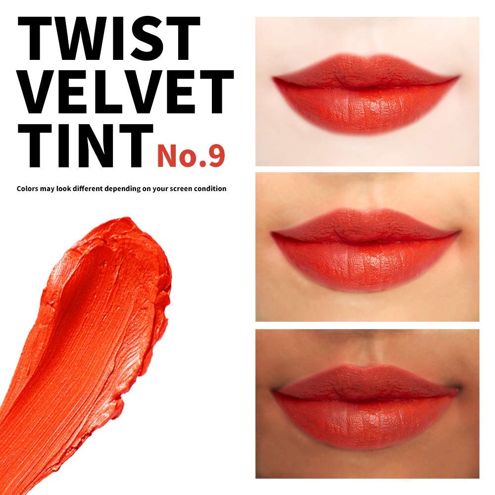 PASSIONCAT Long Lasting Lip Stain for Lips and Cheek Tint | High Pigment Color | lightweight Matte Finish | Weightless | Full Coverage | Twist Velvet Tint #9 (No.9)