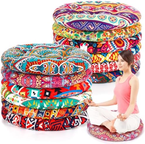 Nuogo 12 Pcs Bohemian Floor Cushions, 15 Inch Meditation Pillow by Nuogo
