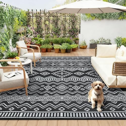Garvee Large Outdoor Rug Waterproof Reversible Geometric Pattern, Stain - Image 2