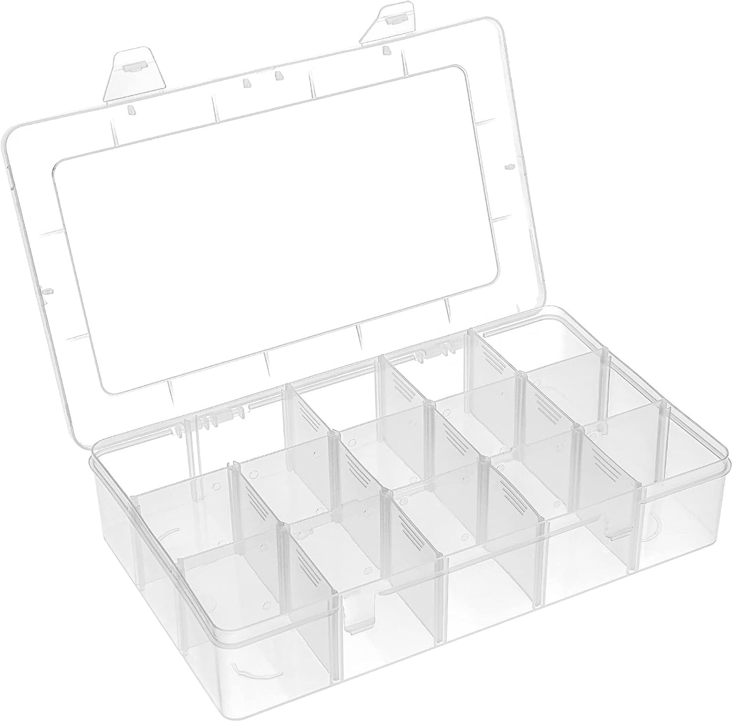 15 Grids Clear Plastic Storage Box with Compartment, Craft Organizers and Storage, Transparent Jewelry Storage Box, Small Parts Organizer for Sewing Bead Washi Tape Thread