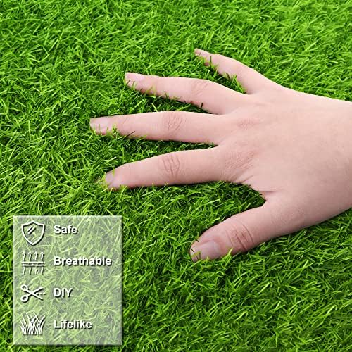 TURSTIN 18 Pieces Artificial Grass Mat 12 x 12 Inch Synthetic Grass Square Mats - Image 4