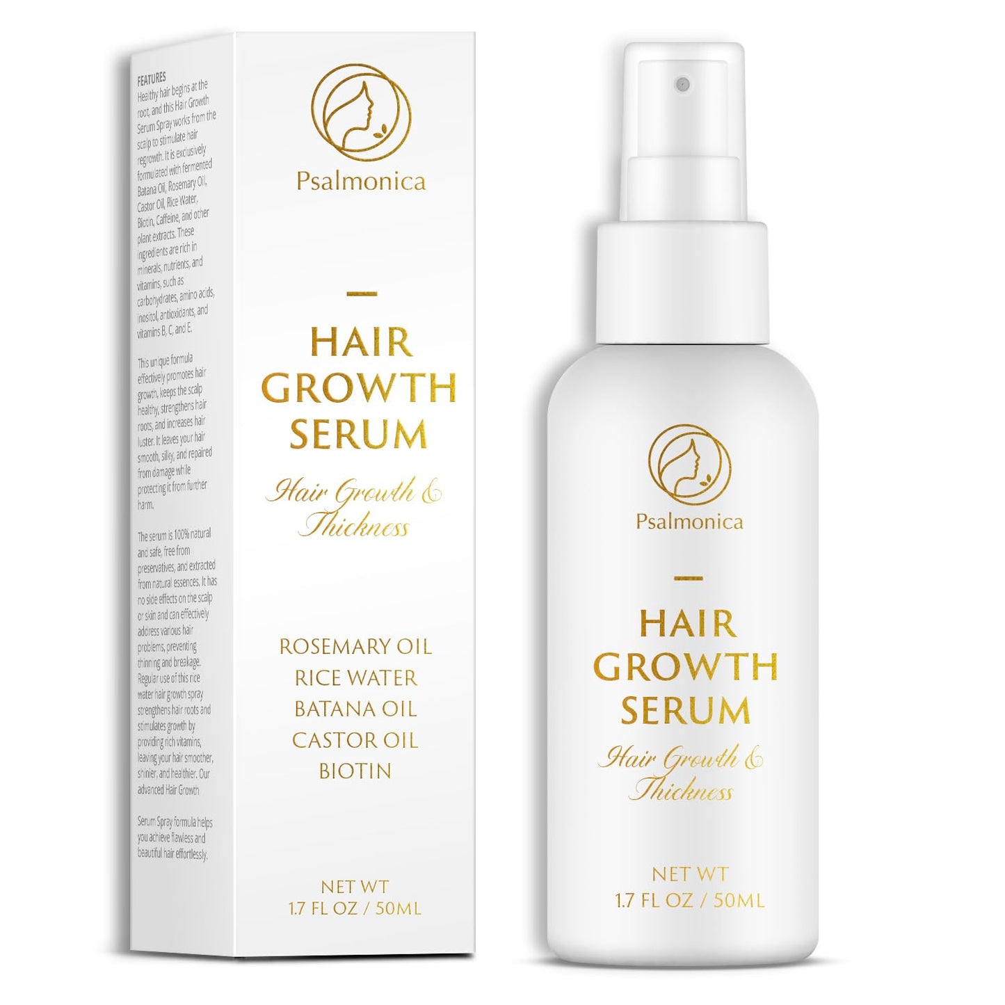 Hair Growth Serum: Rosemary Batana Castor Oil Rice Water Biotin Hair Oils for Hair Growth - Hair Growth Thickening Product - Hair Loss Treatments for Women Men(50 ML)
