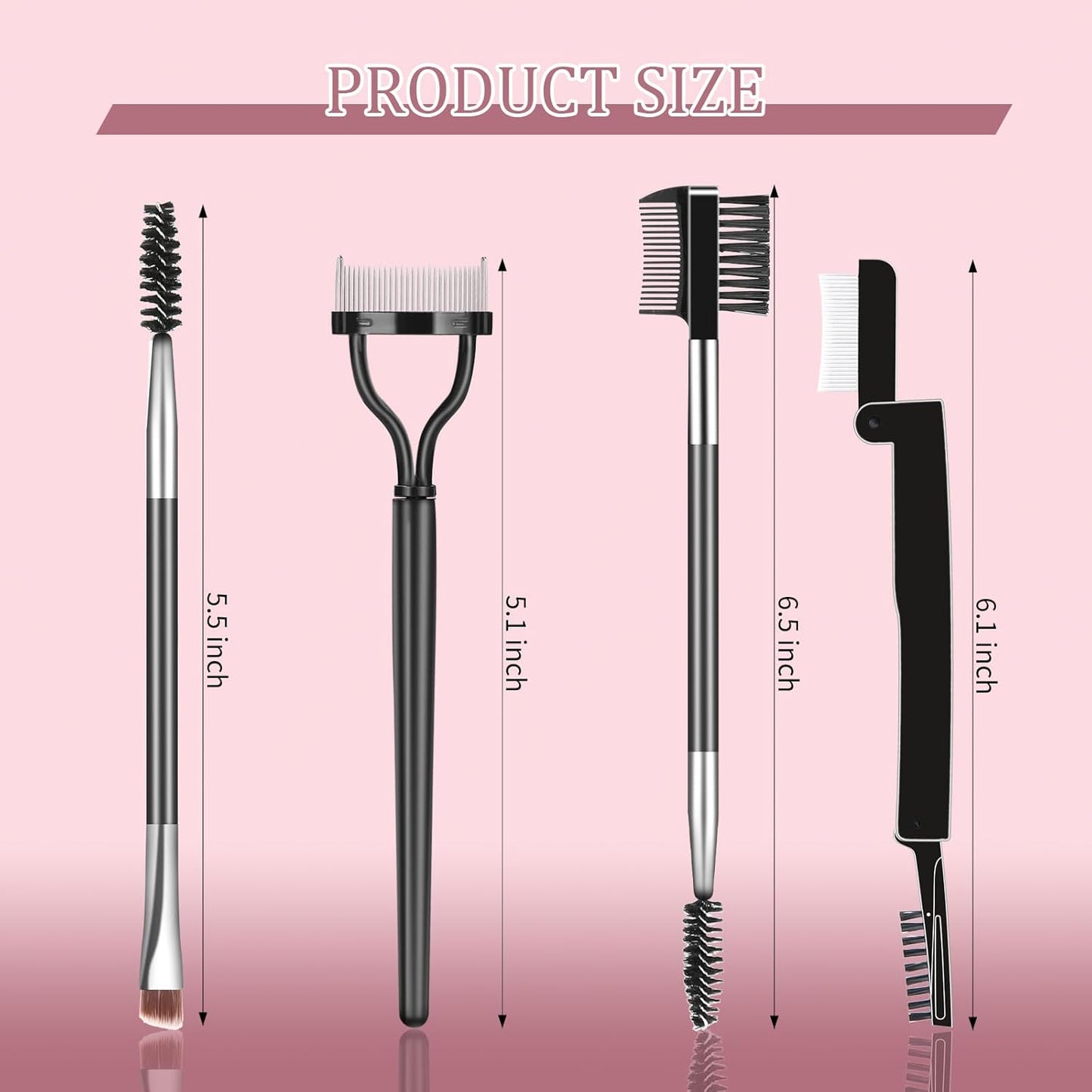 4PCS Eyelash Comb Lash Separator Eyebrow Brush & Brow Spoolie for Removes Clump Mascara