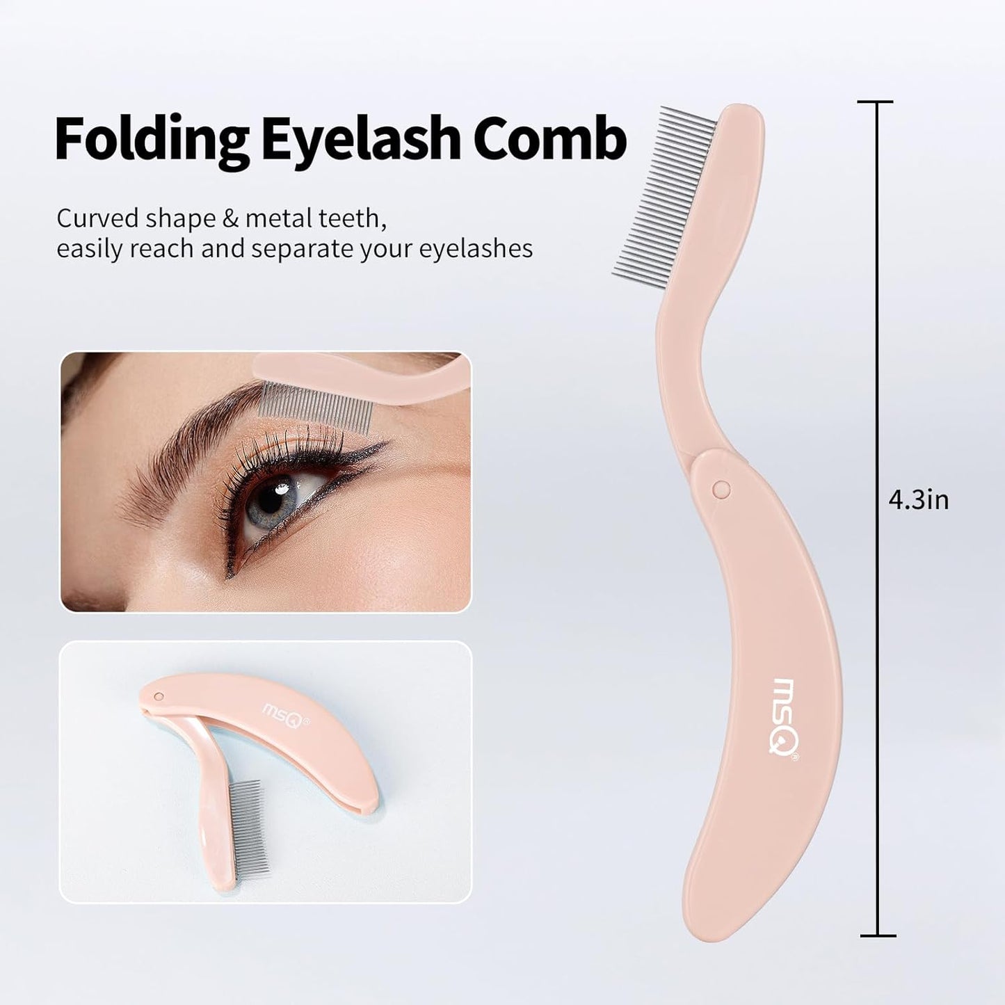 Eyelash Comb MSQ Eyelash Separator Tool Eyelash Comb Separator Folding Eyelash Brush Separator Lash Comb for Eyelash Makeup Brush (khaki)