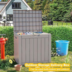 30 Gal Outdoor Storage Box Waterproof Lockable Deck Box Grey - Image 6
