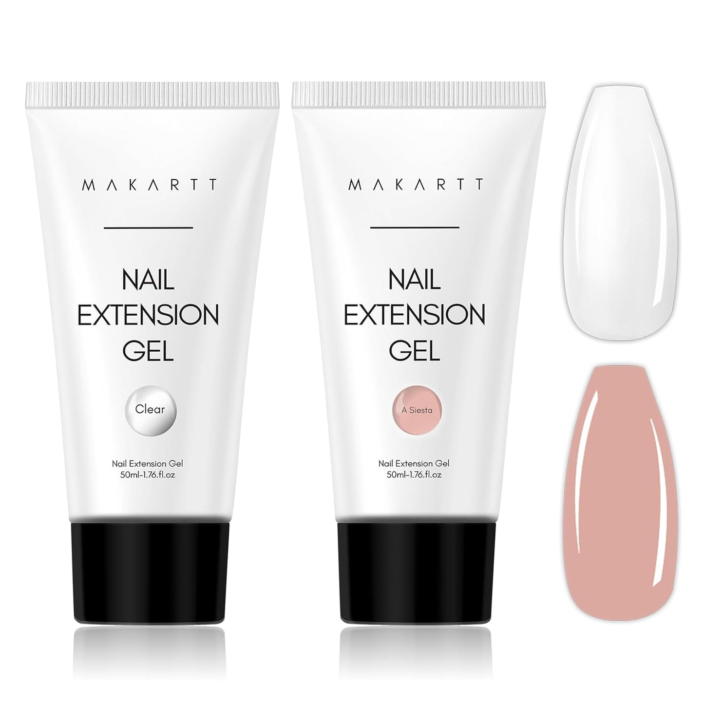 Makartt Poly Nail Gel Set Clear Nude Pink 2PCs 50ML Gel Builder for Extension Natural-Looking Nail Strengthener 3D Diy Hard Gel Manicures Home Salon