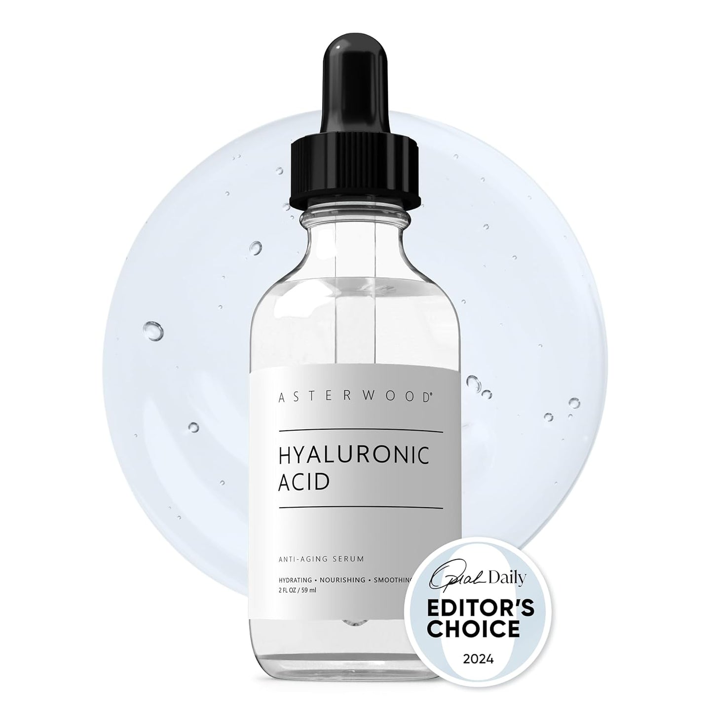 Asterwood Hyaluronic Acid Serum for Face - Plumping, Anti-Aging, Hydrating - Fragrance-Free - 2 Fl Oz