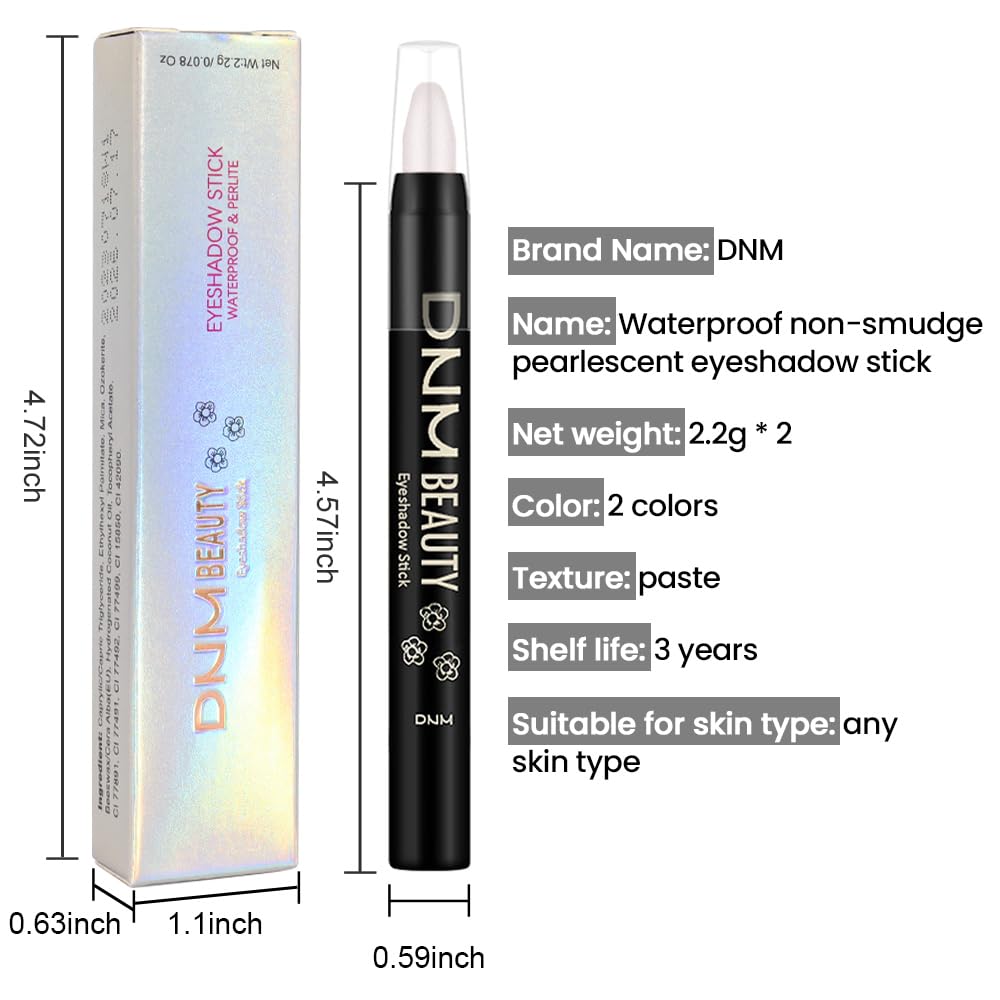 Kaely 2Pcs Cream Eyeshadow Sticks Set for Eyes Waterproof,Champagne Shimmer & Pearl Shimmer Matte Eye shadow Stick Pencil Pen Bulk sombras en crema para ojos 17+18