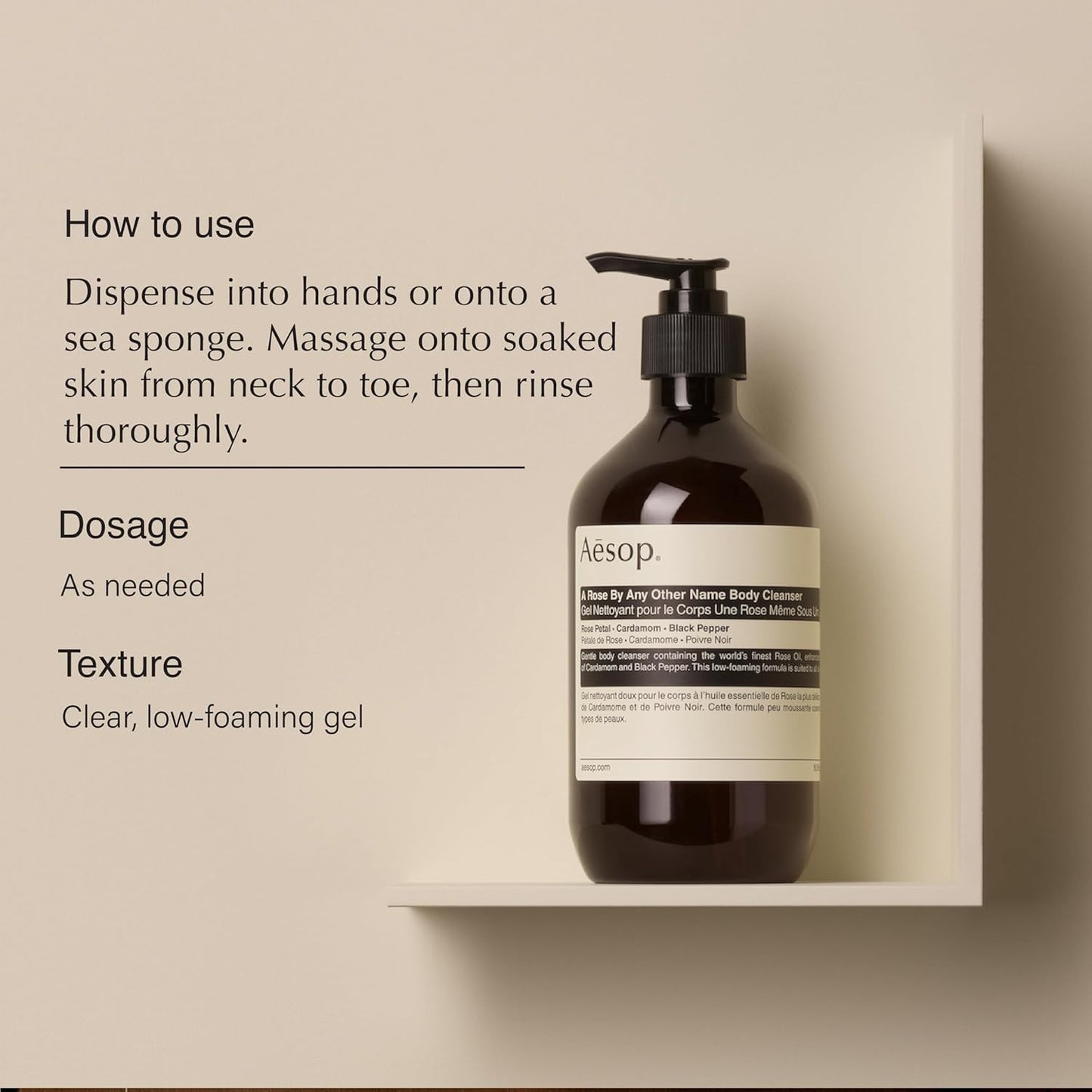 Aesop A Rose By Any Other Name Body Cleanser | Gentle Body Cleanser with Rose Petal Oil & Skin-Softening Botanicals | 16.9 oz / 500mL (Pack of 3)