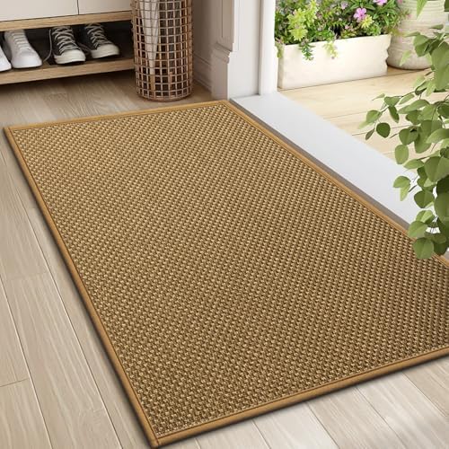 LEKEEPGO Door Mat 24"x36", Non Slip Washable Indoor Door Mat, Light Brown by LEKEEPGO