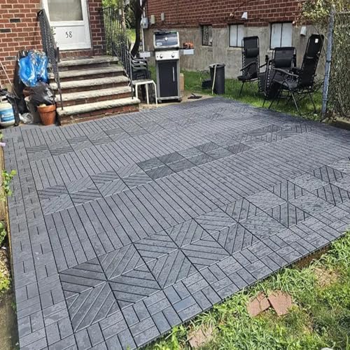 27 Pack Plastic Interlocking Deck Tiles, Patio Floor Decking Tiles - Image 7