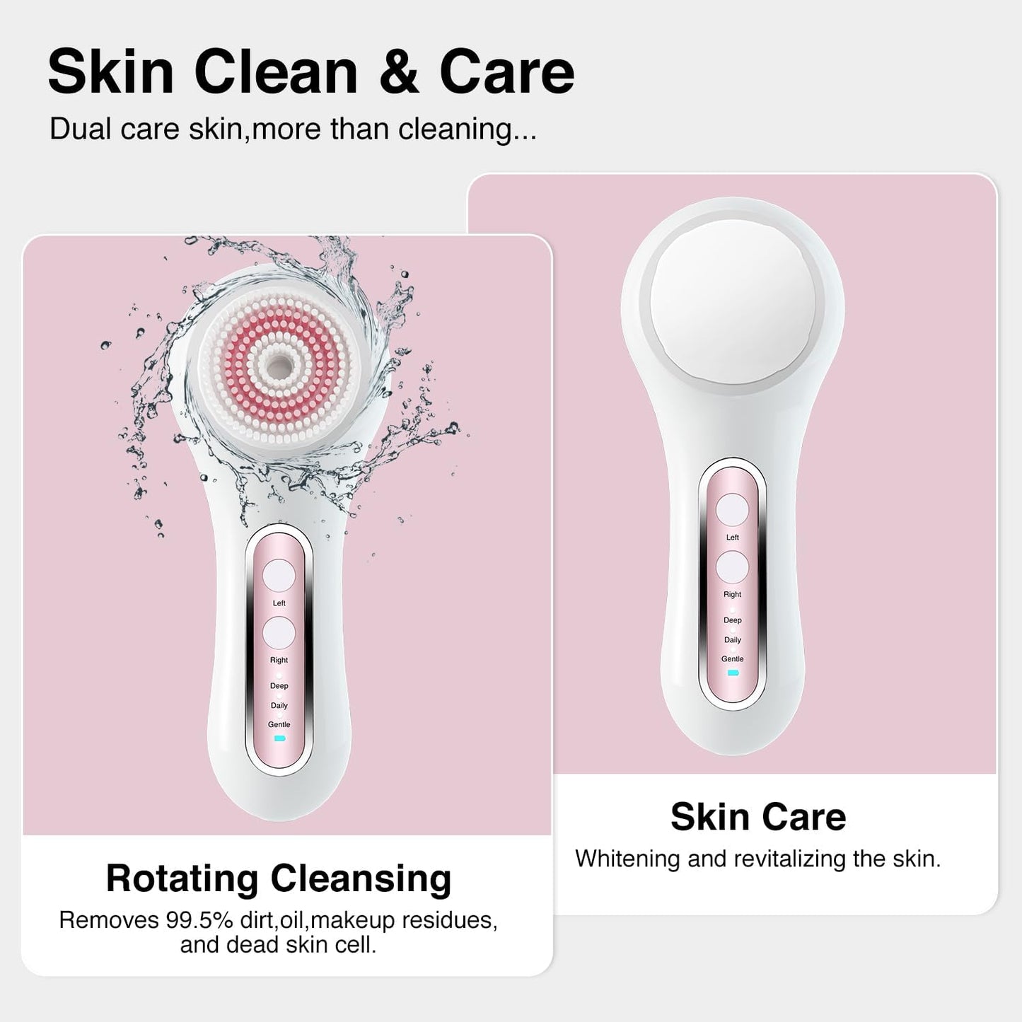 Face Scrubber Exfoliator,Facial Cleansing Brush Rechargeable IPX7 Waterproof with 5 Brush Heads,Electric Face Spin Brush for Exfoliating, Massaging and Deep Cleansing
