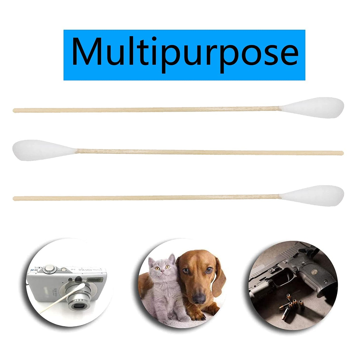 6 Inch Long Cotton Swabs (Large Size) 600pcs for Pets, Gun Cleaning or Makeup