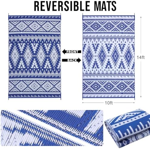 OLANLY Outdoor Rug 10x14 ft Waterproof Reversible Boho Mat - Image 2