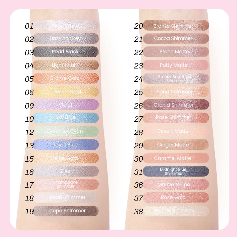 evpct 2Pcs Cream Eye Shadow Brightener Sticks Set for Eyes Waterproof, Pearl White & Pearl Black Shimmer Cream Eyeshadow Applicator Stick Pigmented Eye Makeup sombras en crema para ojos 01+03