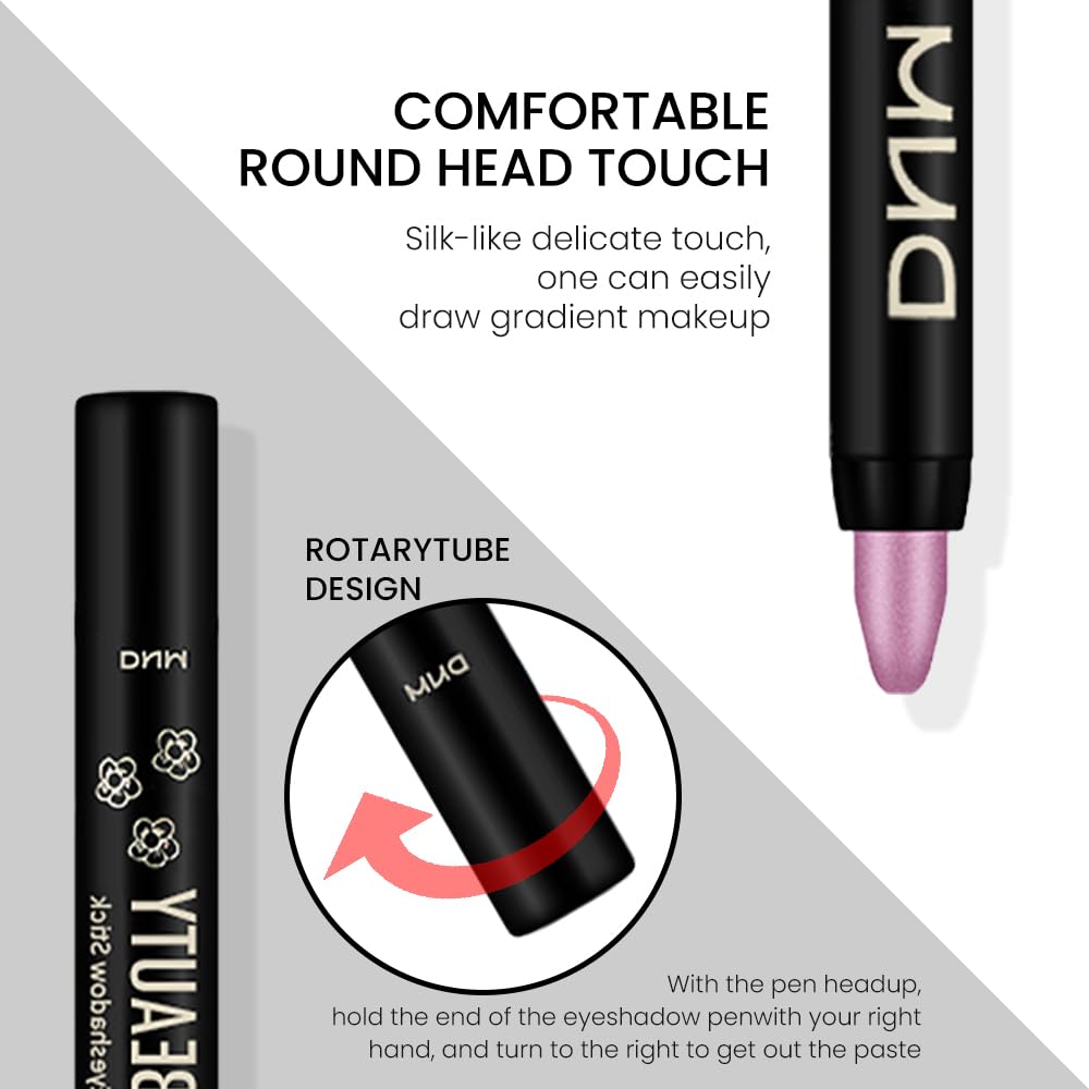 evpct Violet Pink Shimmer Cream Eye Shadow Brightener Sticks Set for Eyes, Violet Pink Shimmery Matte Pencil Eye shadow Applicator Stick Pen Palette Makeup Waterproof sombras en crema para ojos 07#