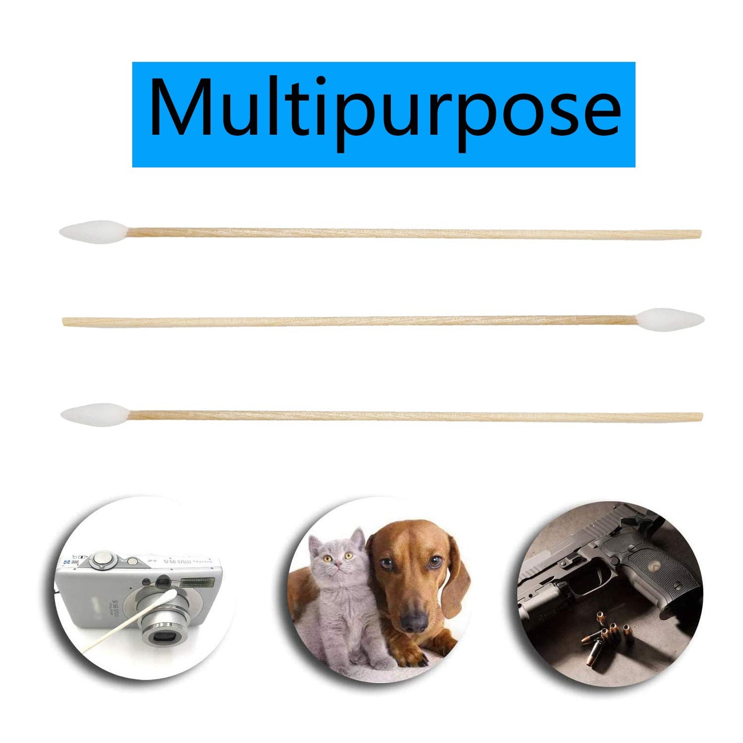 400pcs Precision Cotton Swabs with 6'' Long Sticks for Gun Cleaning, Makeup or Pets