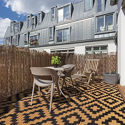 SAND MINE Waterproof Outdoor Rug 4x6 ft, Plastic Straw Area Rug, Large Floor Mat - Image 6