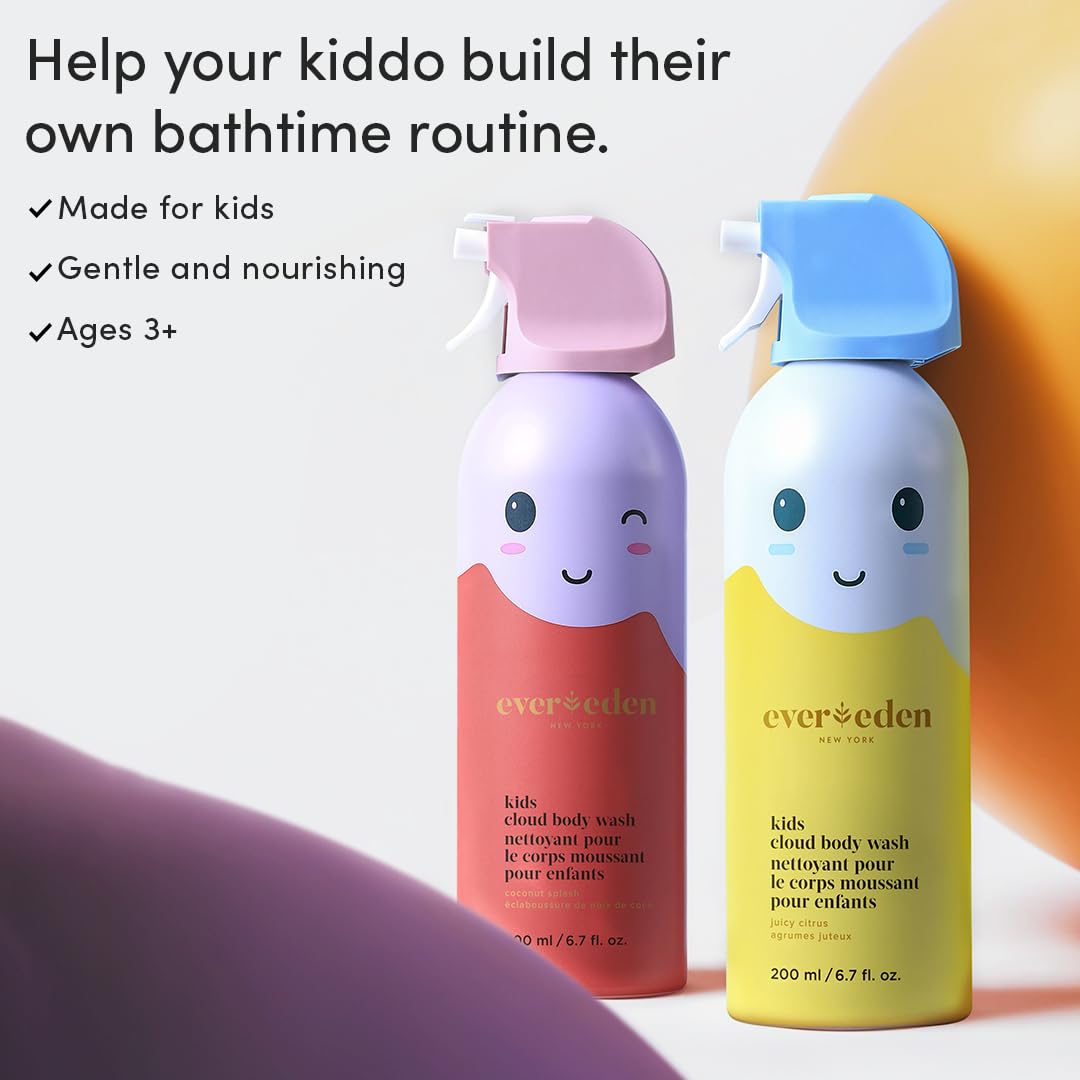 Evereden Kids Foam Soap, Cloud Body Wash (6.7 fl. oz., Coconut Splash): Spray, Shape & Splash: The Fun, Fluffy Foam That Makes Bath Time Playtime, Hydrating Foaming Bath Soap for Sensitive Skin