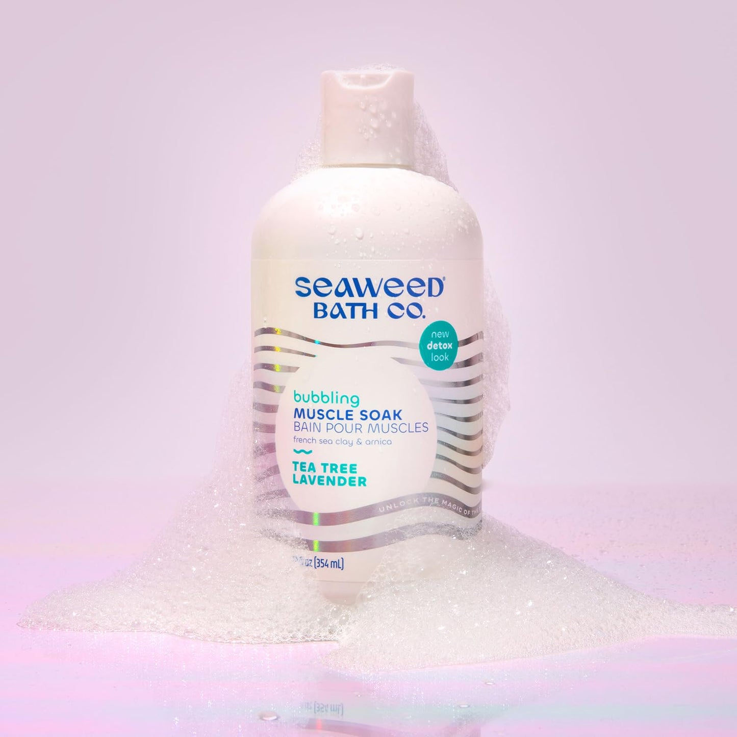 Seaweed Bath Co. Bubbling Muscle Soak, Tea Tree Lavender Scent, 12 Ounce, Sustainably Harvested Seaweed, French Sea Clay, Arnica