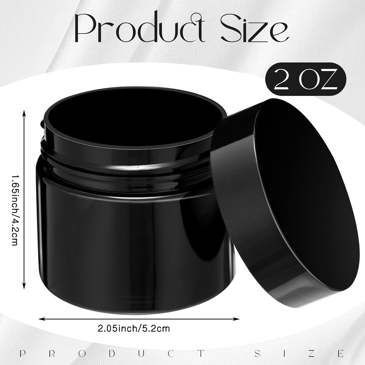 Patelai 4 Pieces Round Wide-mouth Leak Proof Plastic Container Jars with Lids for Travel Storage Makeup Beauty Products Face Creams Oils Salves Ointments DIY Making(2 Ounce,Pure Black)