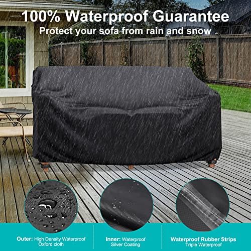 3-Seater Waterproof Outdoor Couch Cover 87"L×37"D×35"H Black - Image 5