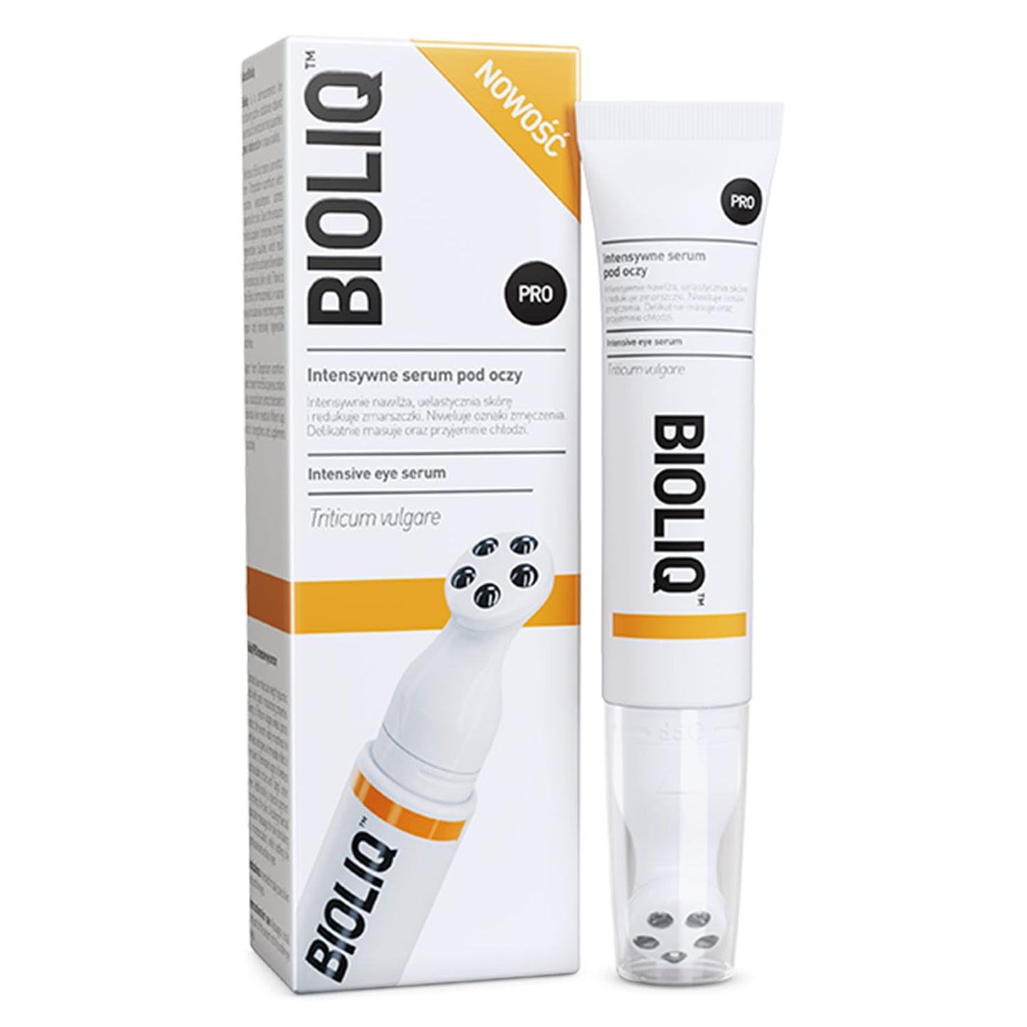 Pro Intensive Eye Serum - Hyaluronic Acid for Moisturizing, Wheat Sprout Extract for Wrinkle Smoothing, Dark Circle, Cooling Roller - 15 ml