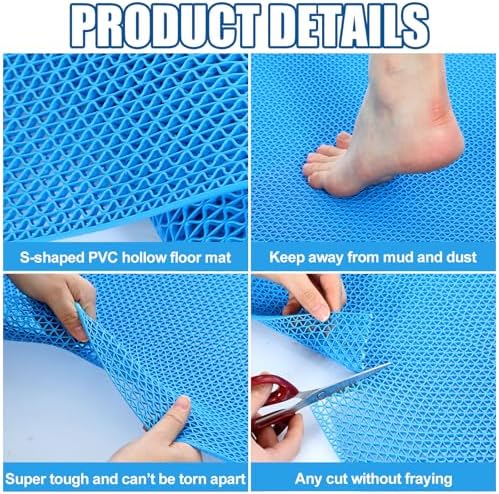 Tondiamo Pool Mats Non Slip Drainage Floor Pool Deck Mats, 3X 10 Ft, S Blue - Image 3