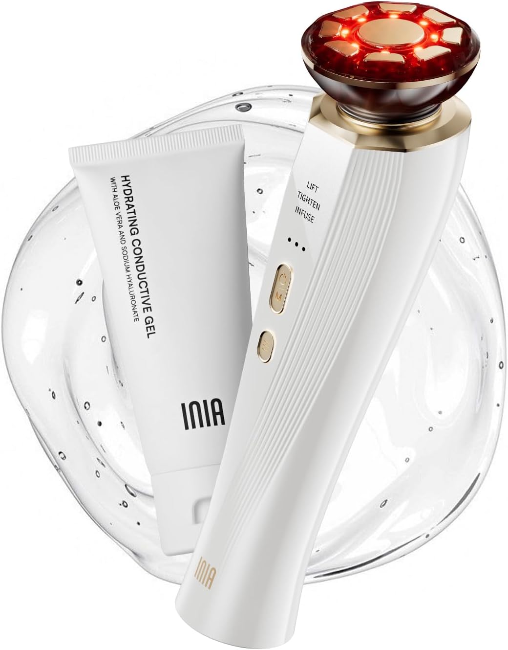 INIA 3-in-1 Red Light Therapy for Face and Neck Beauty Device for Puffiness & Skin Firming Skincare Tool