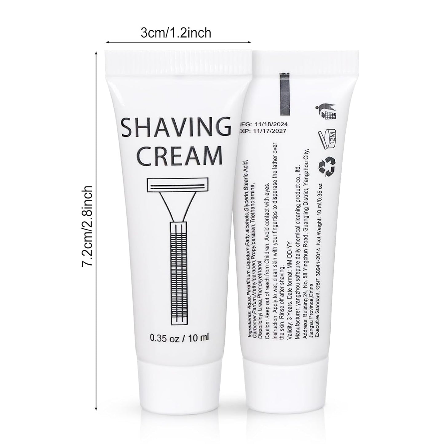 Pack of 20 Disposable Shaving Cream Bulk, Individually Wrapped, 10g/0.35 oz, Travel Size Hotel Toiletries Amenities