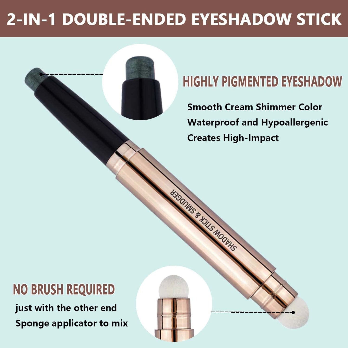 Green Eyeshadow Stick, Hypoallergenic, Waterproof, Smooth Cream, 11#