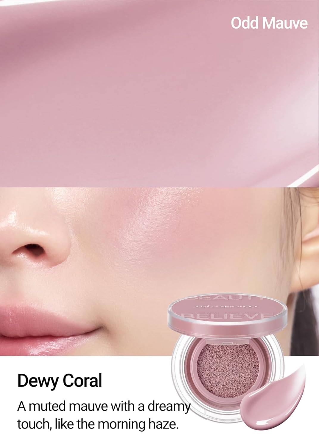 JUNGSAEMMOOL Artist Cushion Blush (Odd Mauve) | Easy to Blend, Lightweight, Hydrating Korean Makeup Cushion Blush for Dewy & Glowing Cheeks