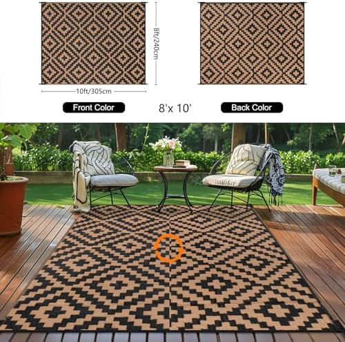 Kalafun Outdoor Patio Plastic Straw Rug, 8x10 ft - Image 3
