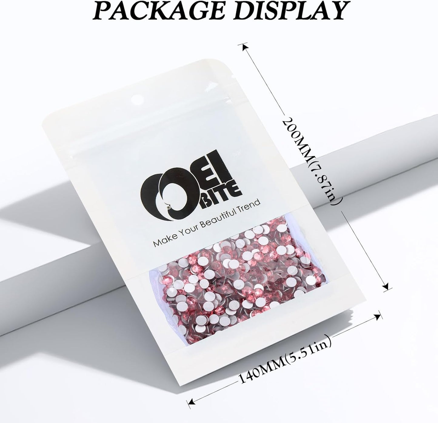 Rose Flatback Rhinestones, Glass Rhinestones for Nail Art and Craft, Glue Fix, Loose Crystal Gemstones(Rose, SS12, 2880pcs, 2.9-3.0mm)