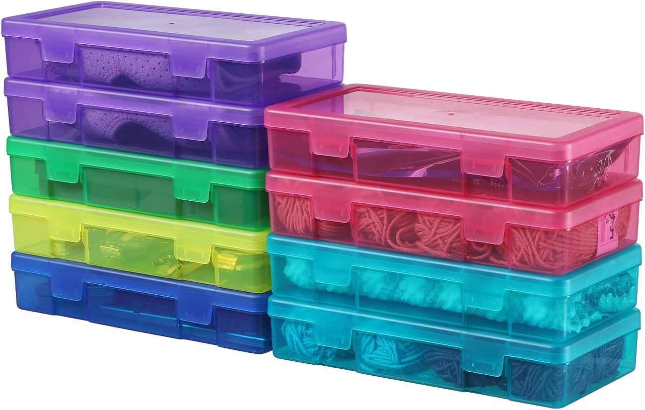 9 Pack Plastic Storage Containers Color Arts & Crafts Storage Boxes & Organizers Stackable Containers With Lids For Organizin (Set 2)