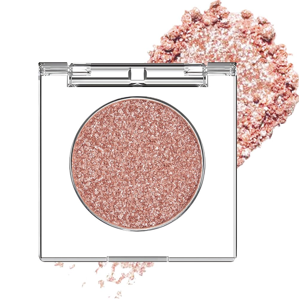 Champagne Rose Gold Monochrome Shimmer Eyeshadow Palette Makeup,Long Lasting Naturing-Looking Lightweight Glitter Single Eyeshadow,Neutral Powde Eye Shadow for Older Women