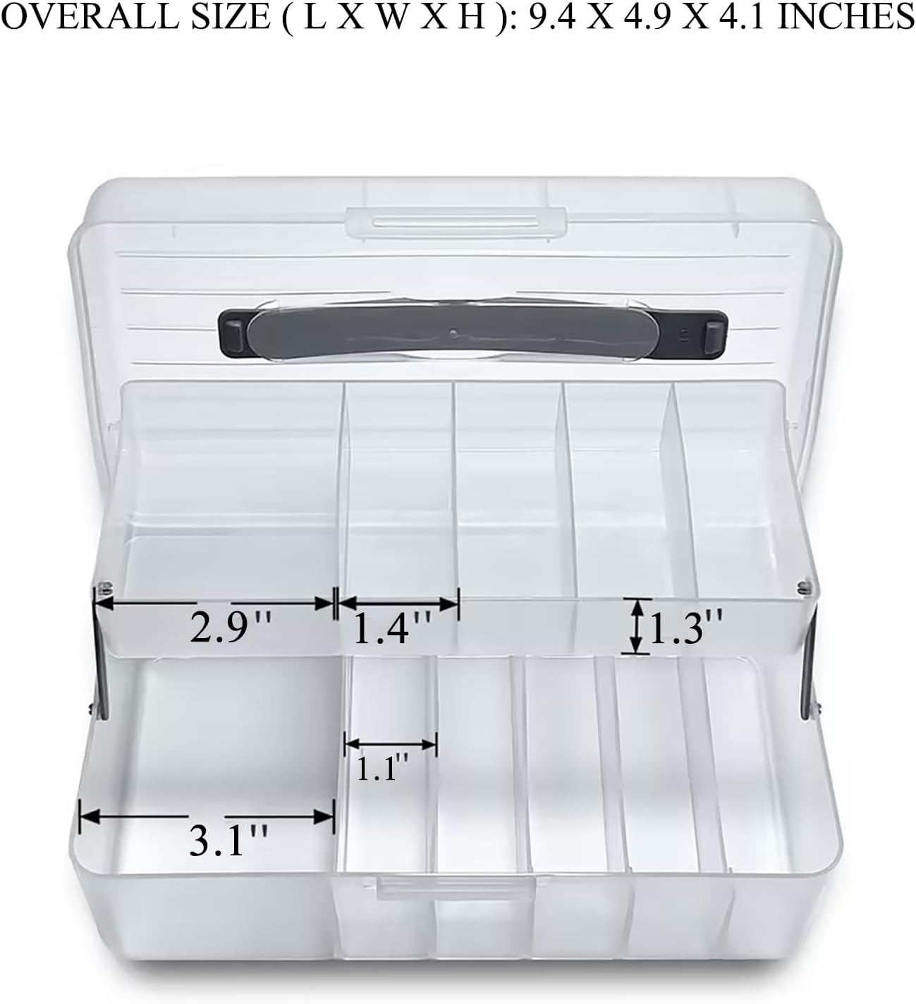 Large Bandage Organizer with Lid, Plastic 2 Tiers Container for Home Medicine Cabinet, Office, School Use, Bandaid Storage Holder for Fabric Adhesive Strip, Medical Elastic Wrap