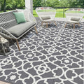 HEBE Waterproof Outdoor Rug 9'x12', Geometric Reversible Plastic Patio Rug by HEBE