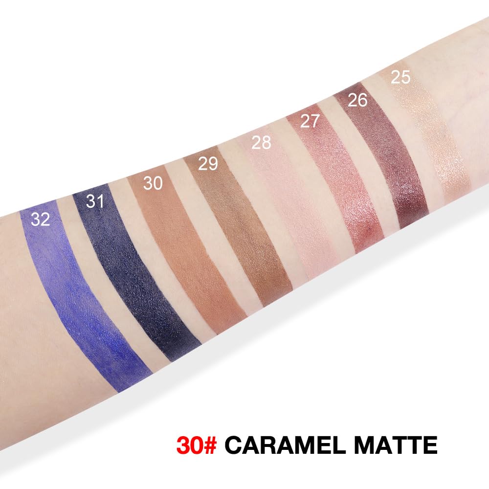 evpct Caramel Matte Cream Eye Shadow Brightener Sticks Set for Eyes, Caramel Matte Pencil Eye shadow Applicator Stick Pen Palette Makeup Waterproof sombras en crema para ojos 30#