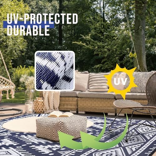 OLANLY Outdoor Rug 9x18 ft Waterproof Reversible Boho Mat - Image 4