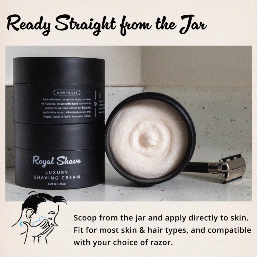 Luxury Shaving Cream for Men by Royal Shave, Rich, Soothing, Moisturizing, Hydrating & Nourishing Cream for Smooth, Close Shave (Made in UK) Bergamot