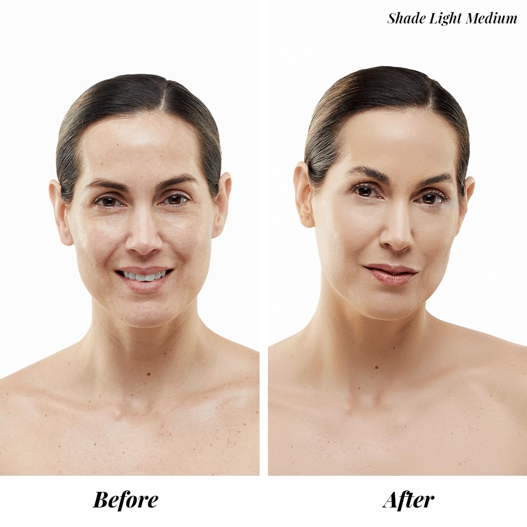 MagicMinerals AirBrush Foundation by Jerome Alexander – 2pc Set with Airbrush Foundation and Kabuki Brush - Spray Makeup with Anti-aging Ingredients for Smooth Radiant Skin - Medium Dark