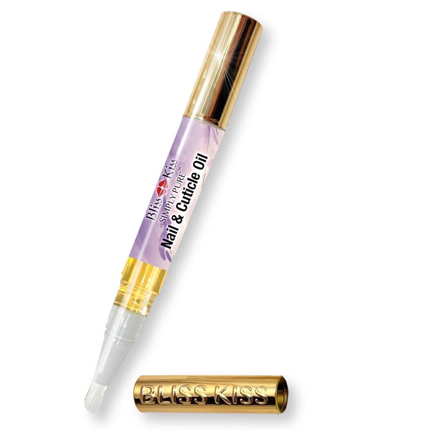 Bliss Kiss | 1 Lavender Vanilla | Nail Oil Cuticle Pen w/Vitamin E & Jojoba⏤Nail Strengthener Nail Growth Serum for Brittle Peeling Breaking Thin Nails