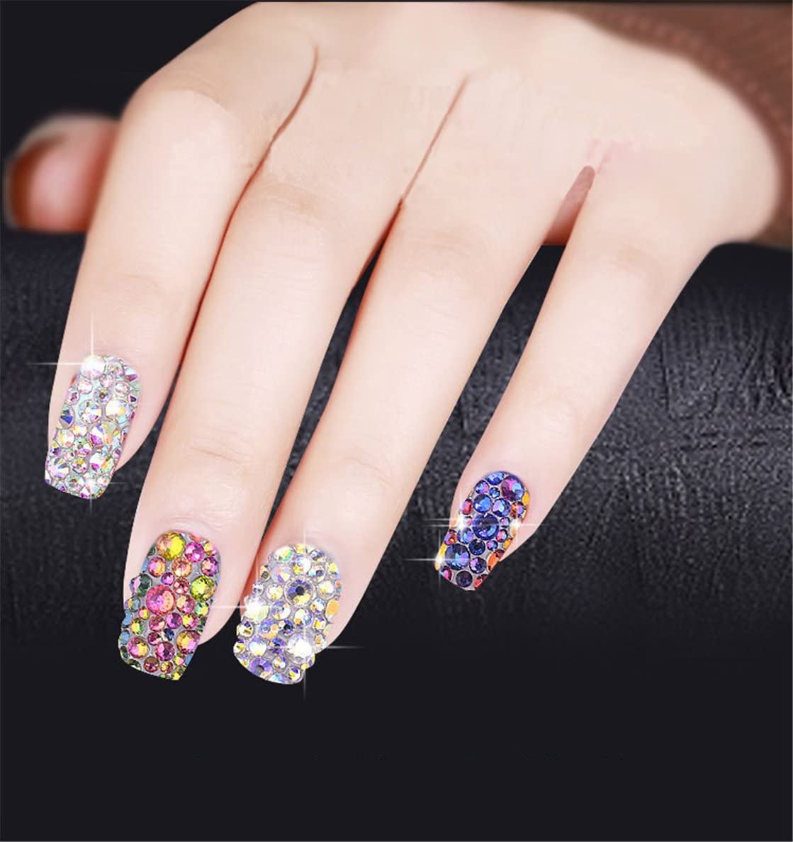 3000 Pieces SS6 2mm Flatback Rhinestones AB Clear Round Gems Crystals for Nail Art DIY Crafts Clothes Shoes Bags （Transparent Light Grey AB）
